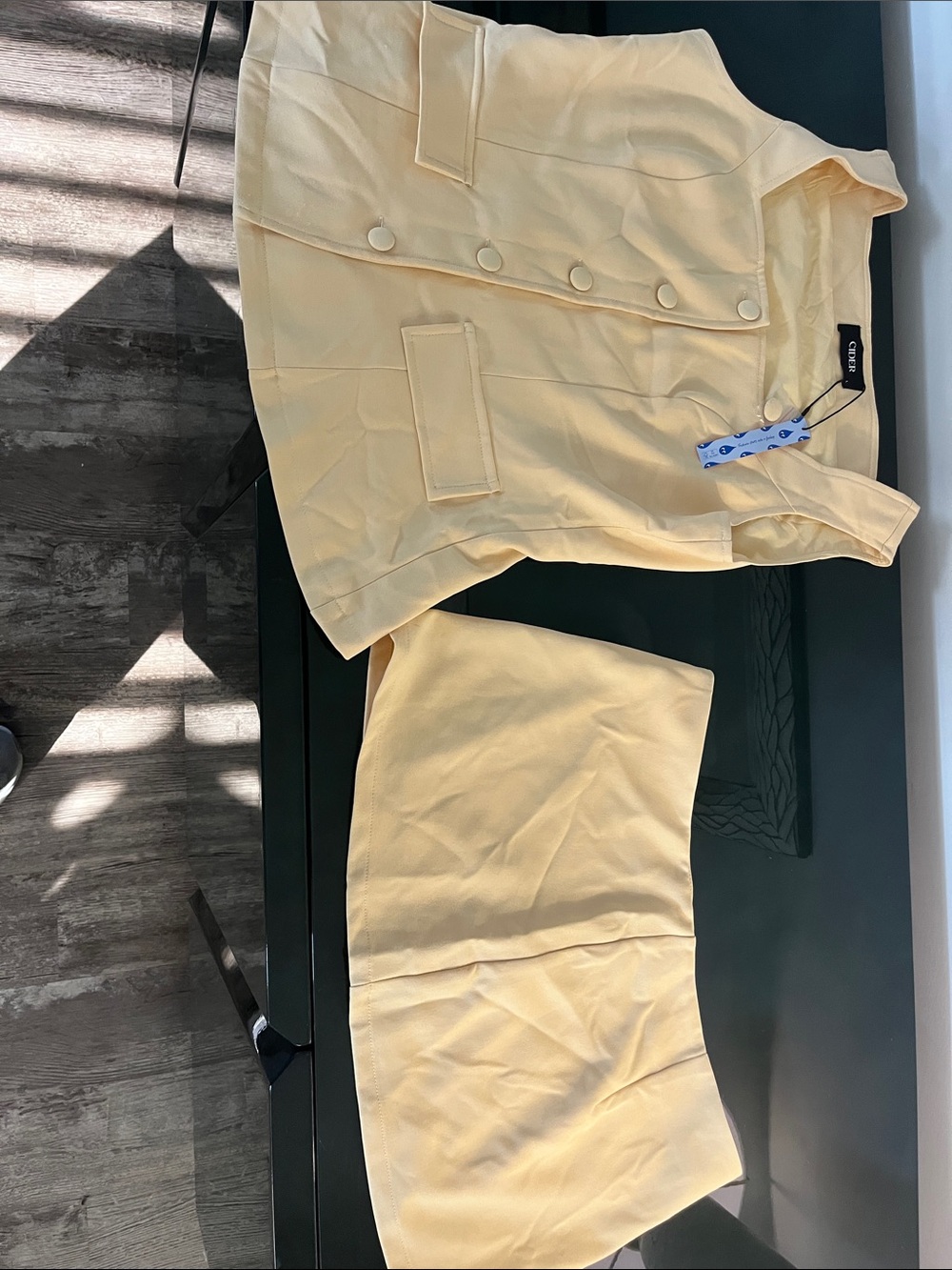 Cider Pale Yellow Buttoned Vest & Mini Skort Set